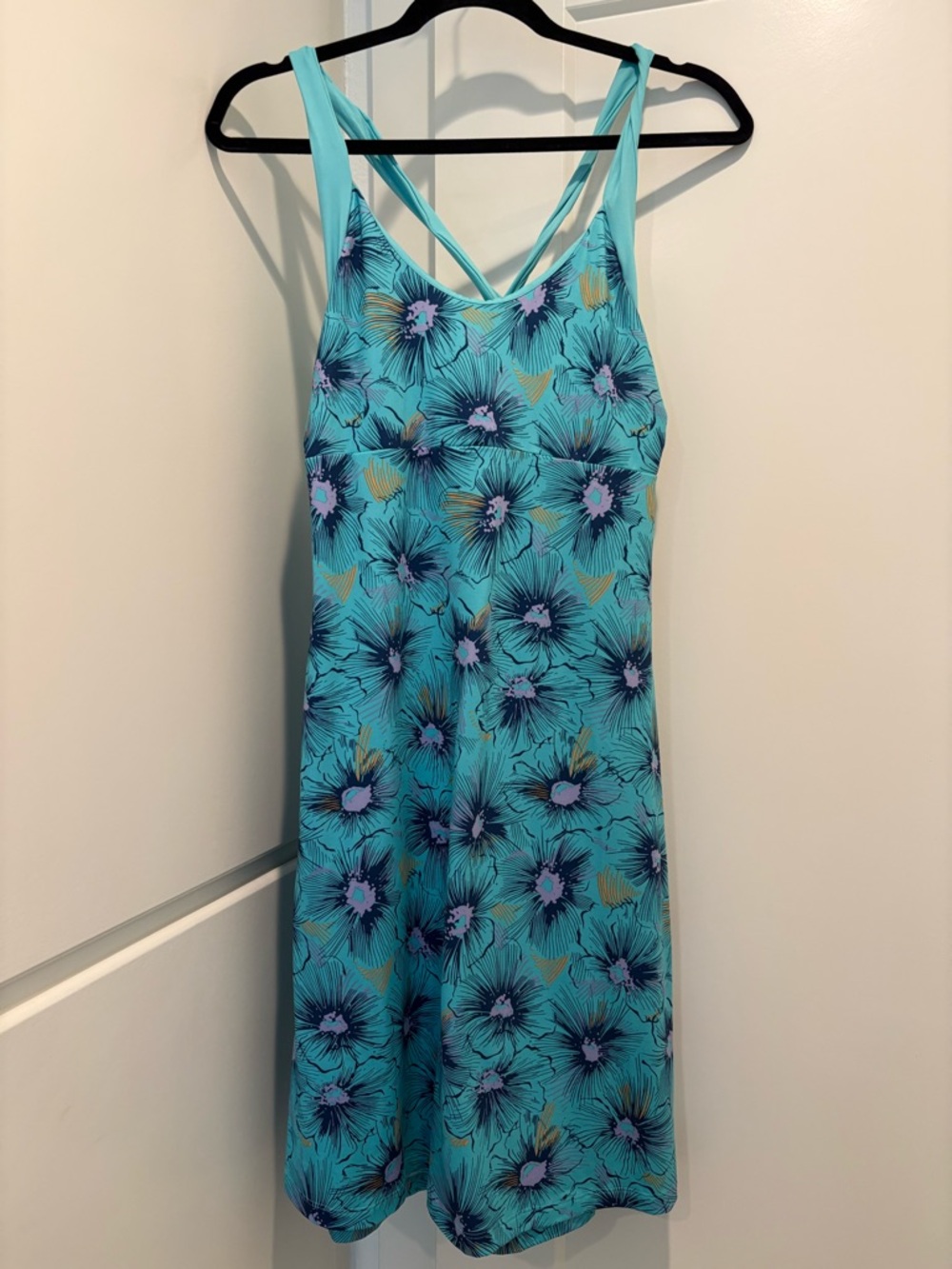 Summer Dress in turquoise tropical floral print by Patagonia!